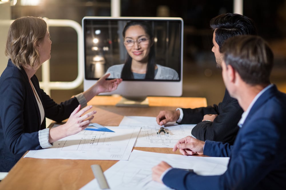 Business team having video conference in the conference room-1