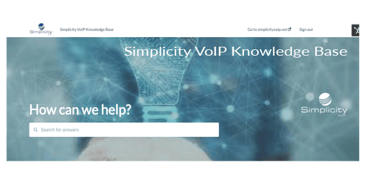 Simplicity VoIP Knowledge Base Front Page Image